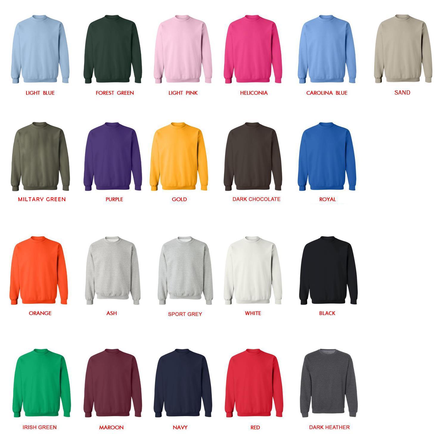 sweatshirt color chart - Blue Box Merch